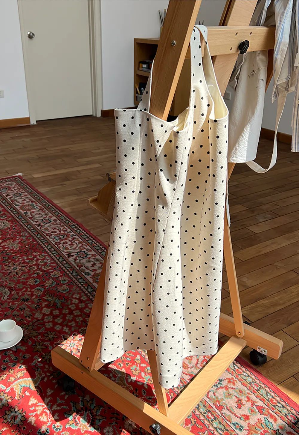 Polka dot sleeveless square neck dress