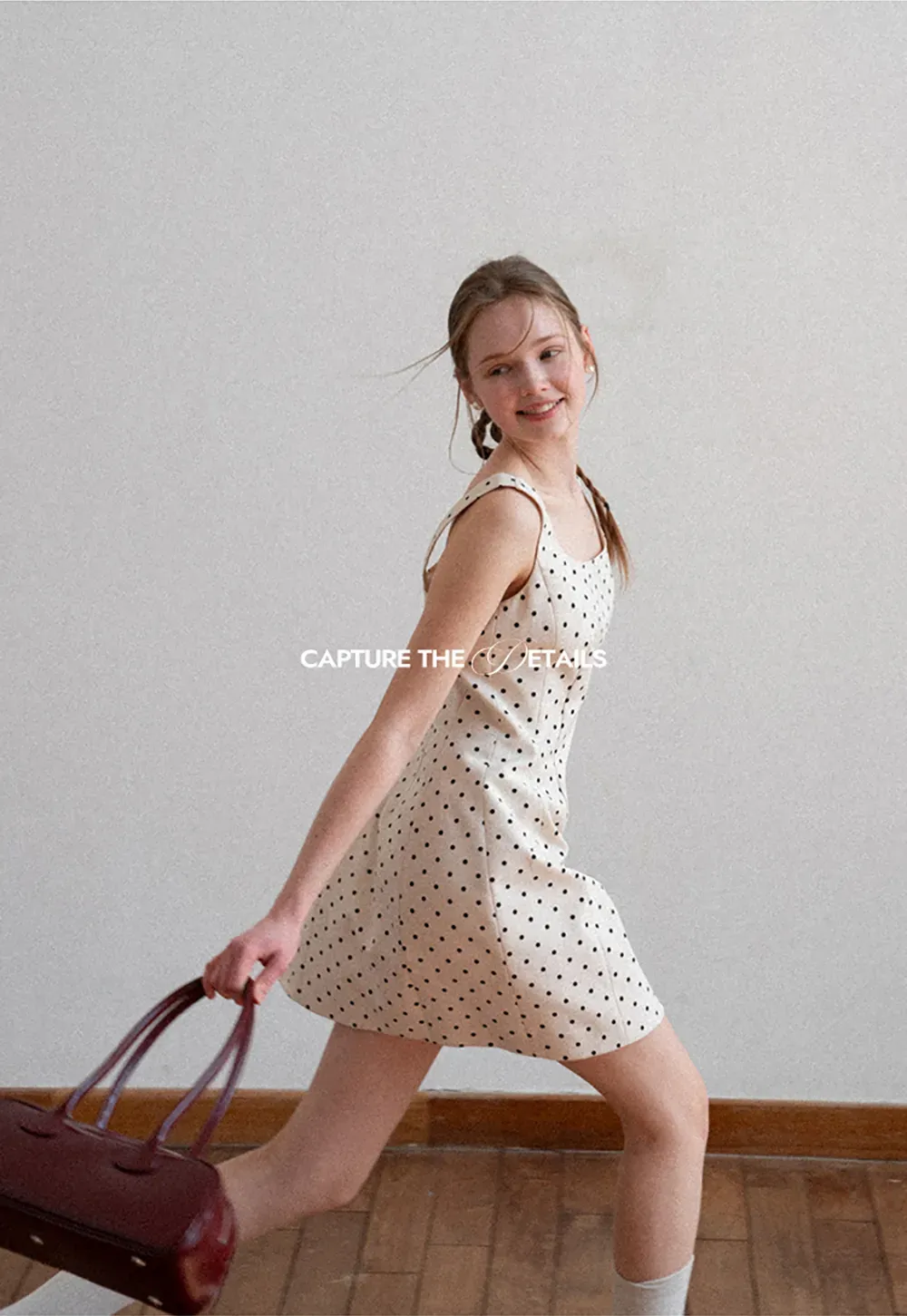 Polka dot sleeveless square neck dress