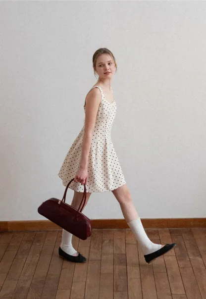 Polka dot sleeveless square neck dress