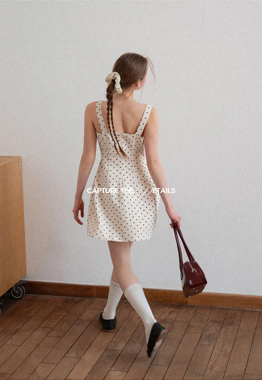 Polka dot sleeveless square neck dress