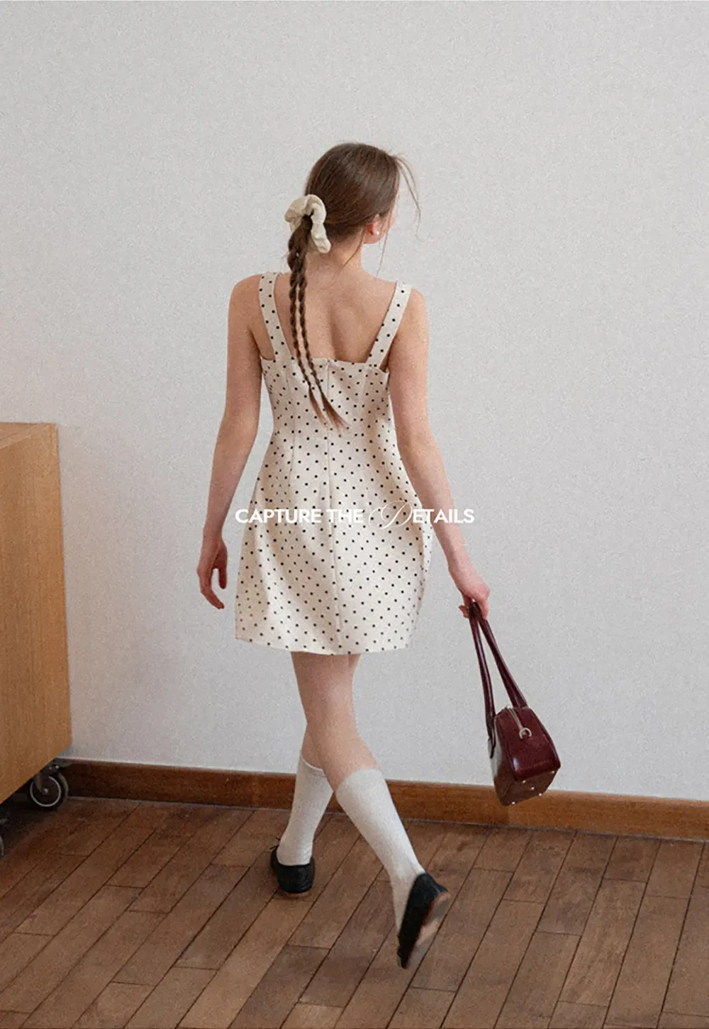 Polka dot sleeveless square neck dress