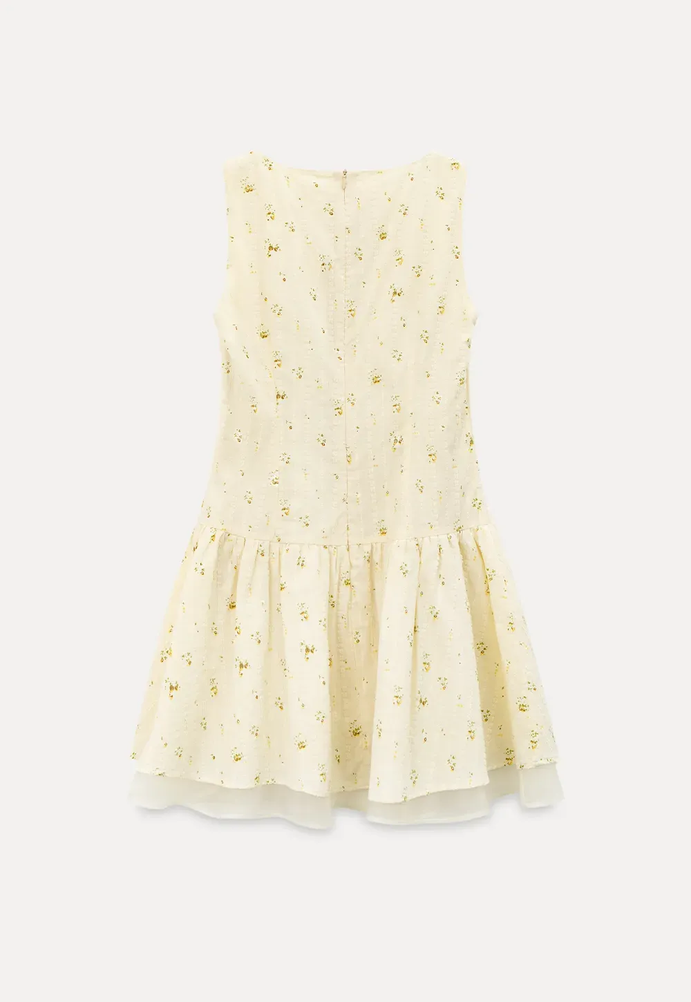 Sleeveless floral dress with layered skirt