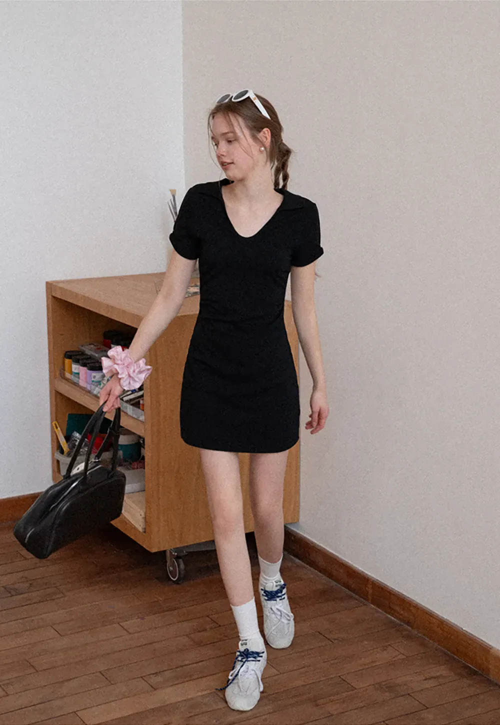 Short Sleeve V Neck Mini Dress