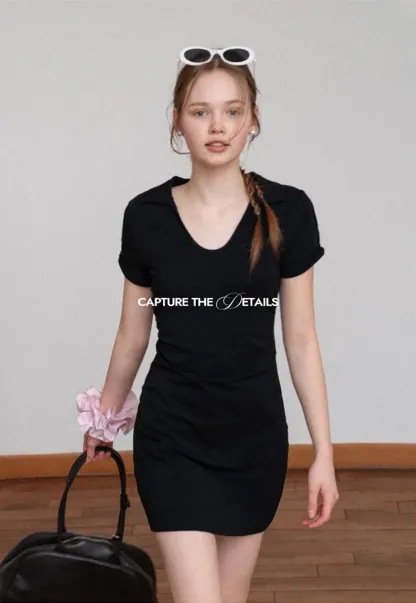 Short Sleeve V Neck Mini Dress