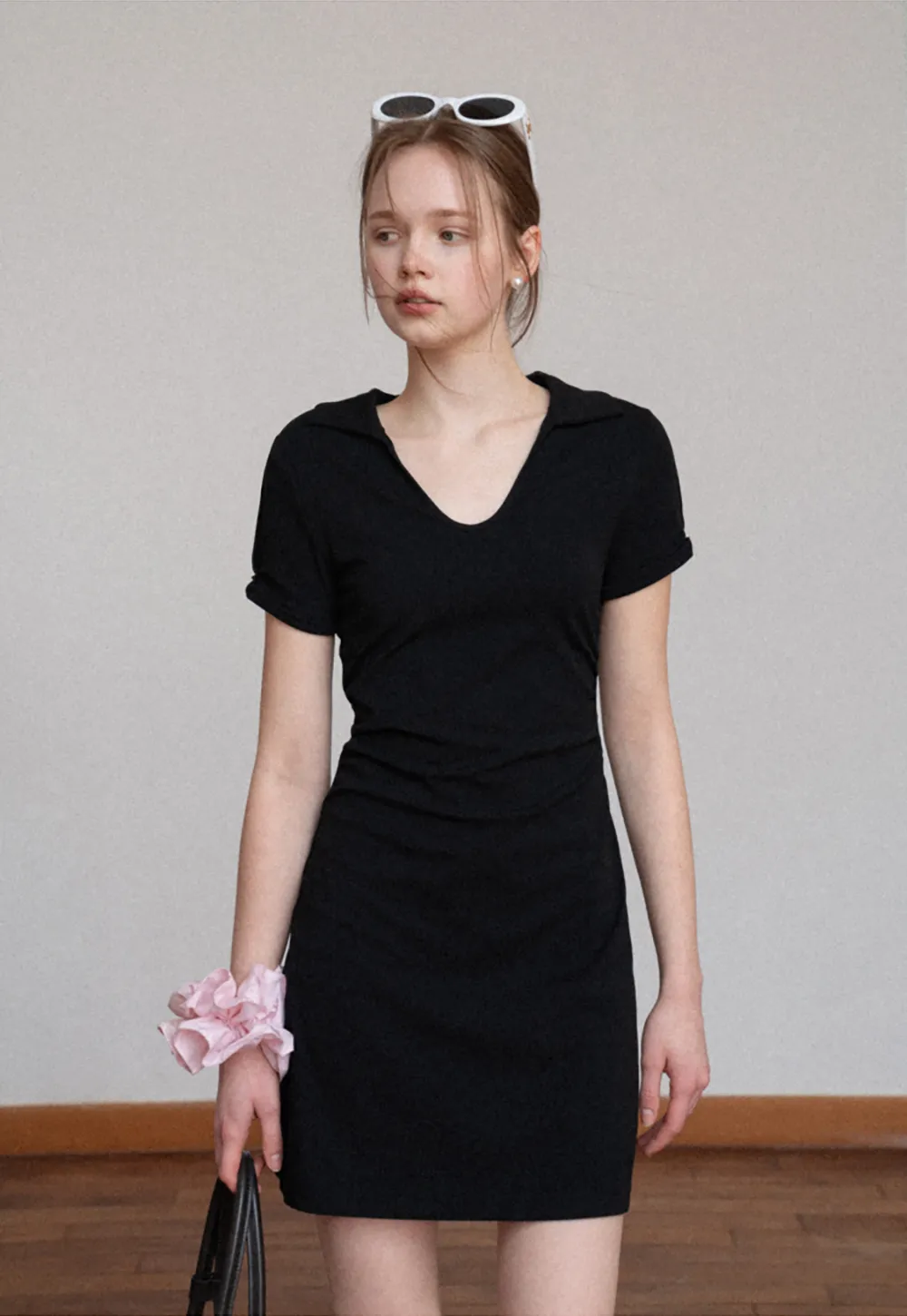 Short Sleeve V Neck Mini Dress