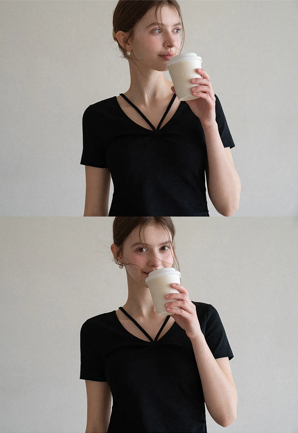 Short Sleeve Dress with V Neck and Front Twist Detail