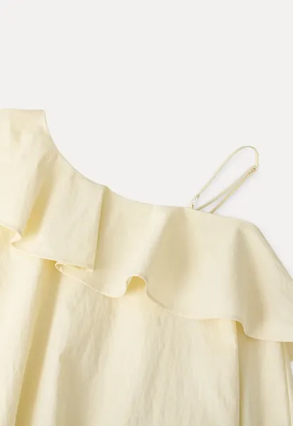 One shoulder ruffle dress with thin straps