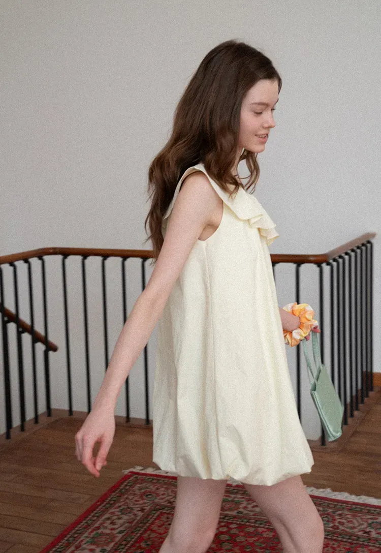 One shoulder ruffle dress with thin straps