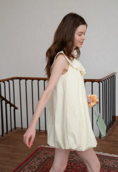 One shoulder ruffle dress with thin straps