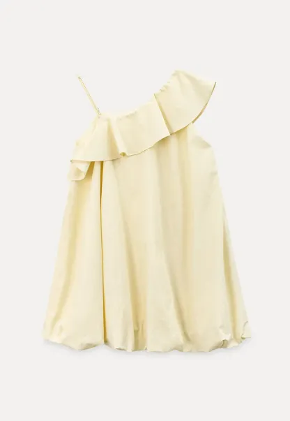 One shoulder ruffle dress with thin straps