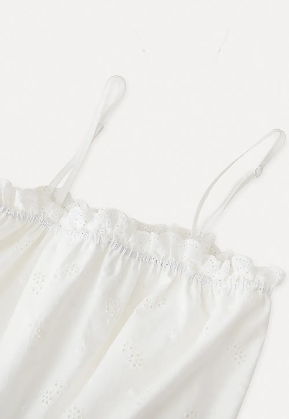 Eyelet lace trim tiered sleeveless dress with drawstring waist