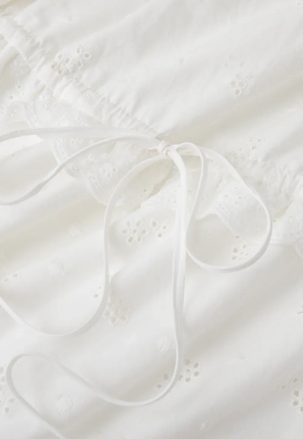 Eyelet lace trim tiered sleeveless dress with drawstring waist