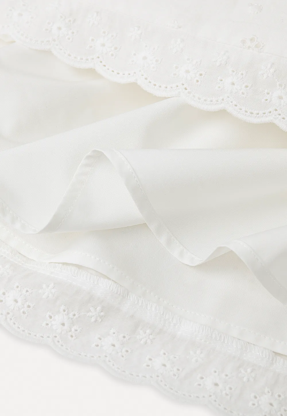 Eyelet lace trim tiered sleeveless dress with drawstring waist