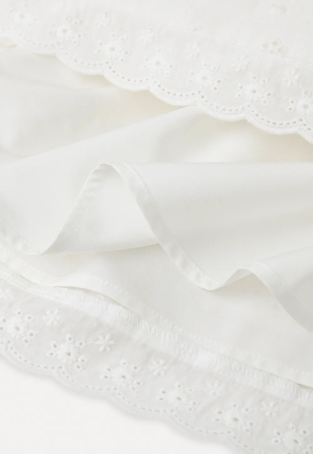 Eyelet lace trim tiered sleeveless dress with drawstring waist