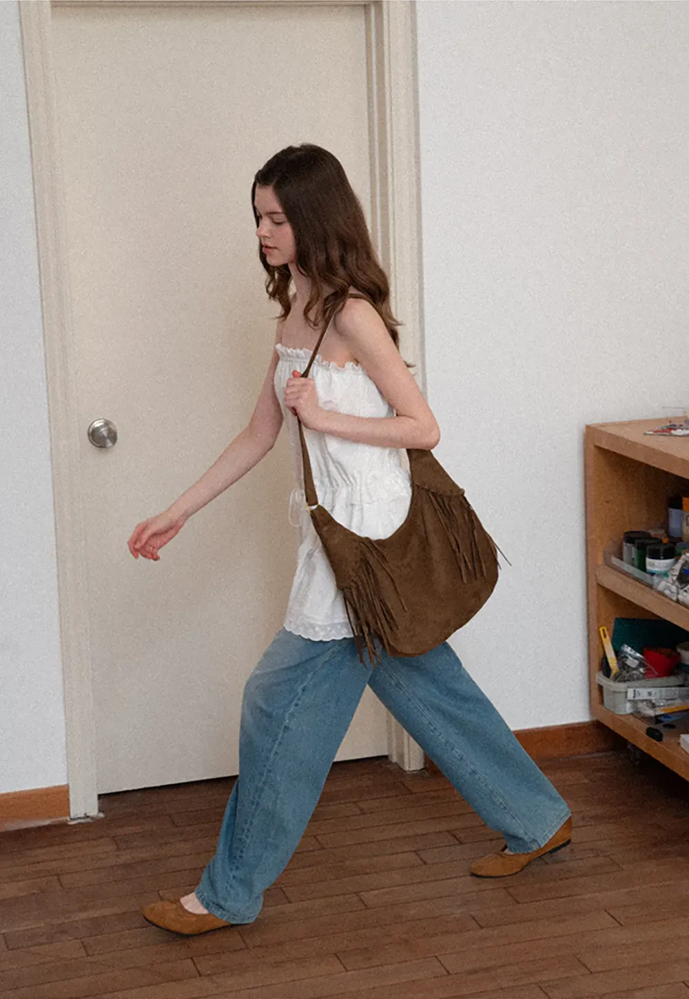 Eyelet lace trim tiered sleeveless dress with drawstring waist