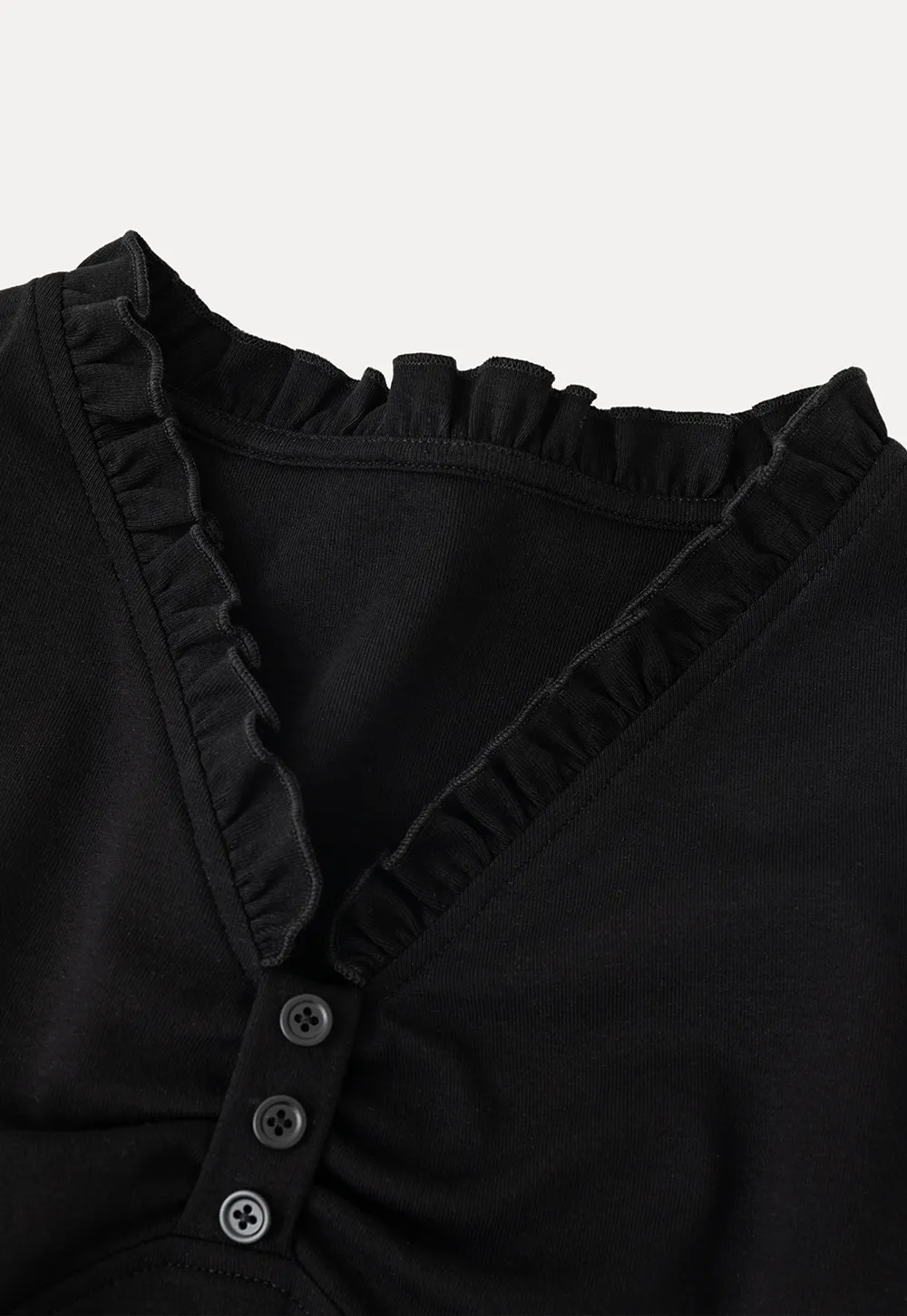 V Neck Ruched Front Short Sleeve Mini Dress