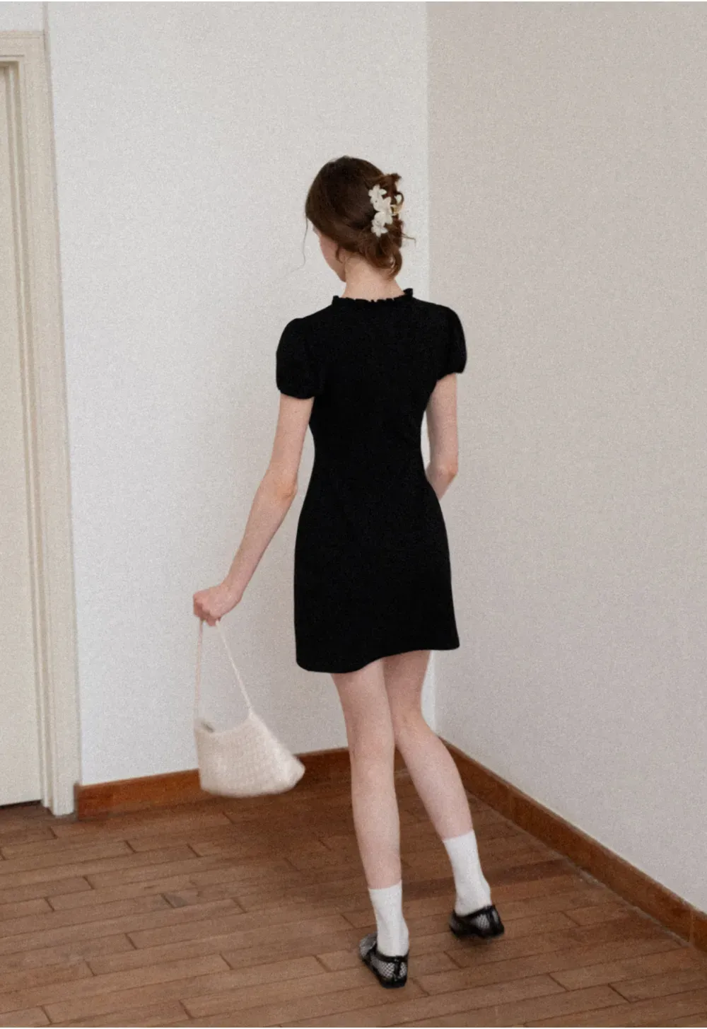 V Neck Ruched Front Short Sleeve Mini Dress