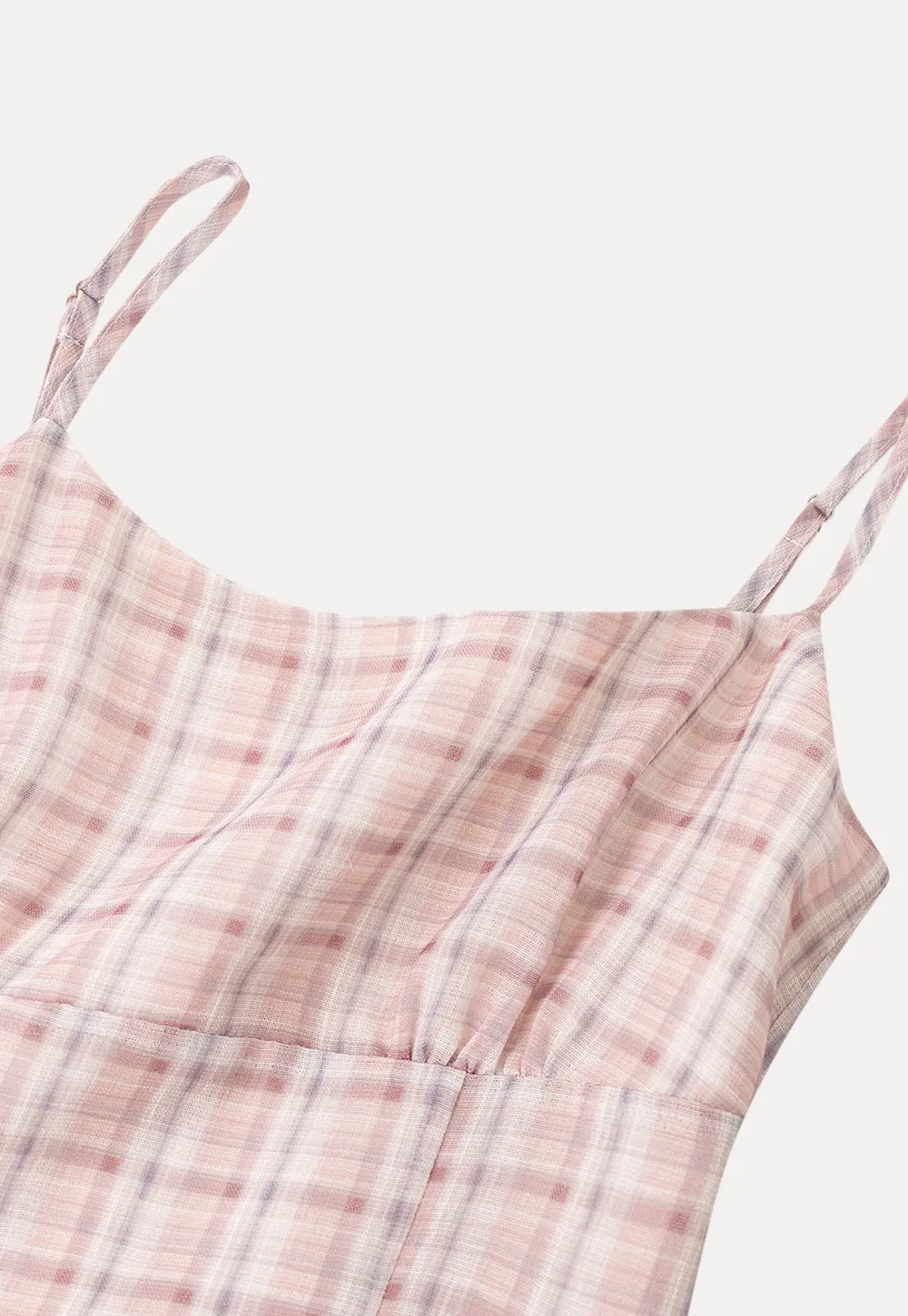 Plaid Print Square Neck Pleated Skirt Dress