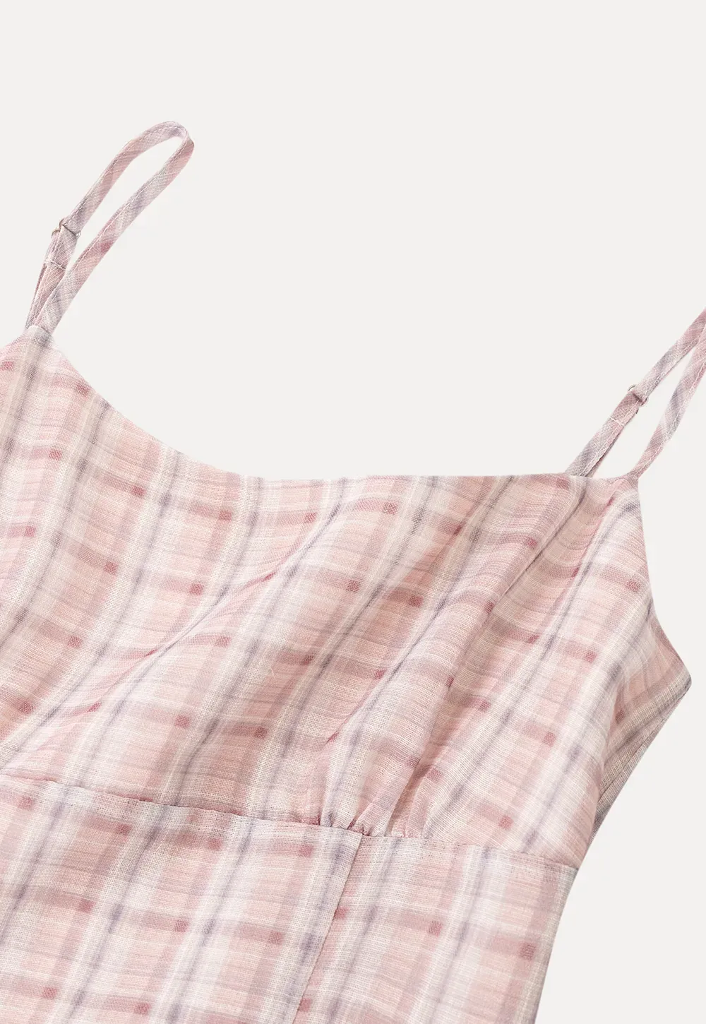 Plaid Print Square Neck Pleated Skirt Dress