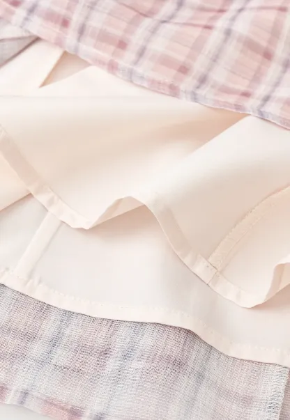 Plaid Print Square Neck Pleated Skirt Dress