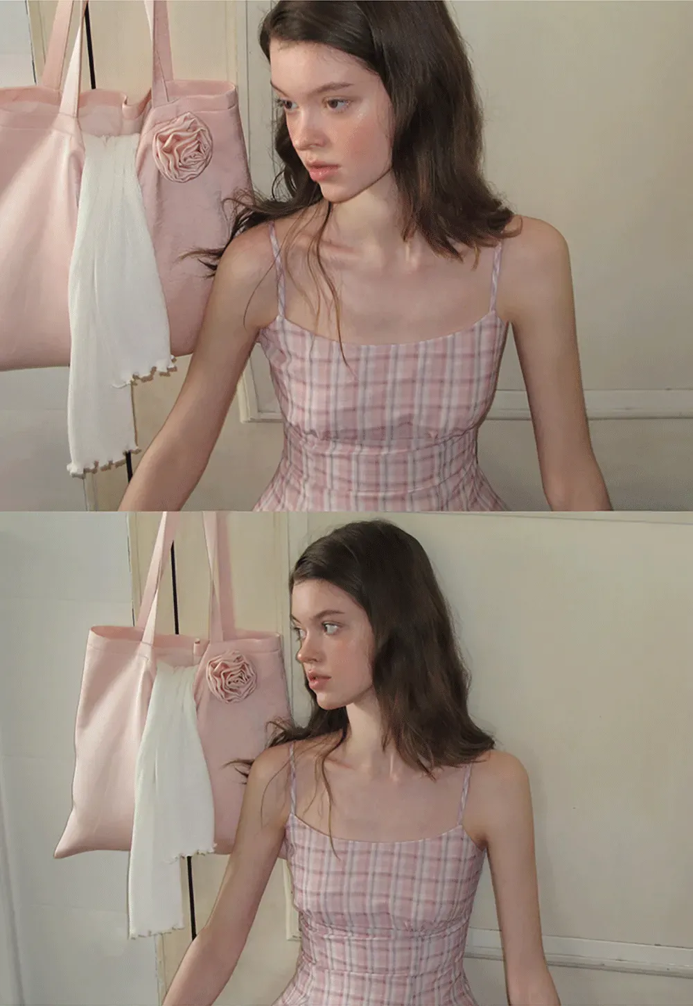 Plaid Print Square Neck Pleated Skirt Dress