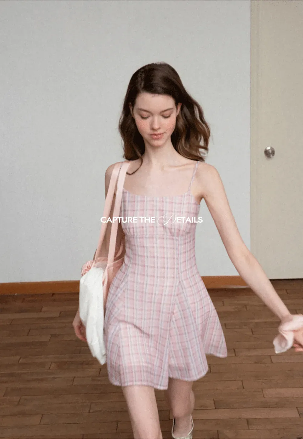 Plaid Print Square Neck Pleated Skirt Dress