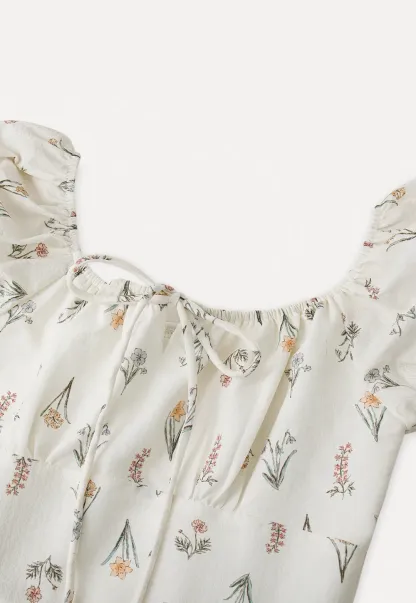 Floral Print Square Neck Puff Sleeve Dress