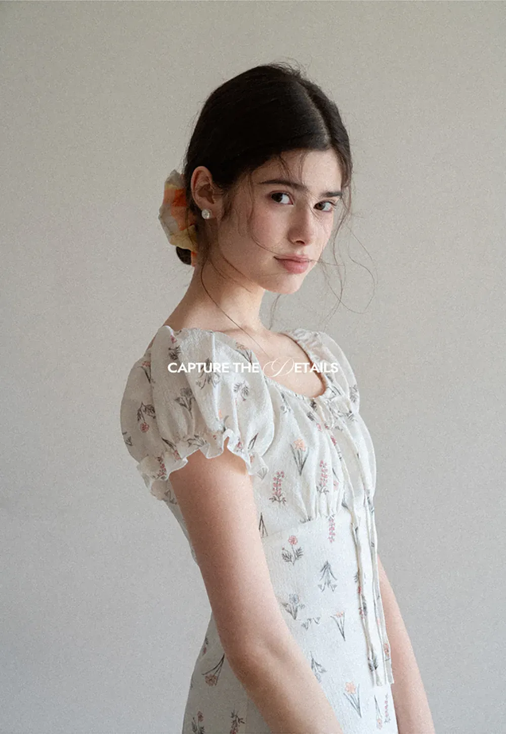 Floral Print Square Neck Puff Sleeve Dress