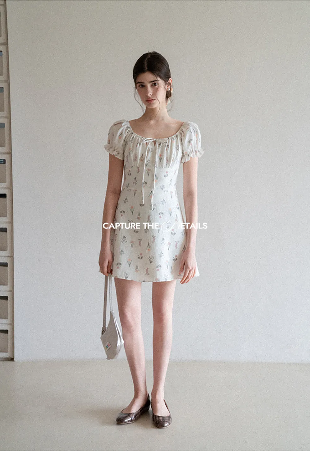 Floral Print Square Neck Puff Sleeve Dress