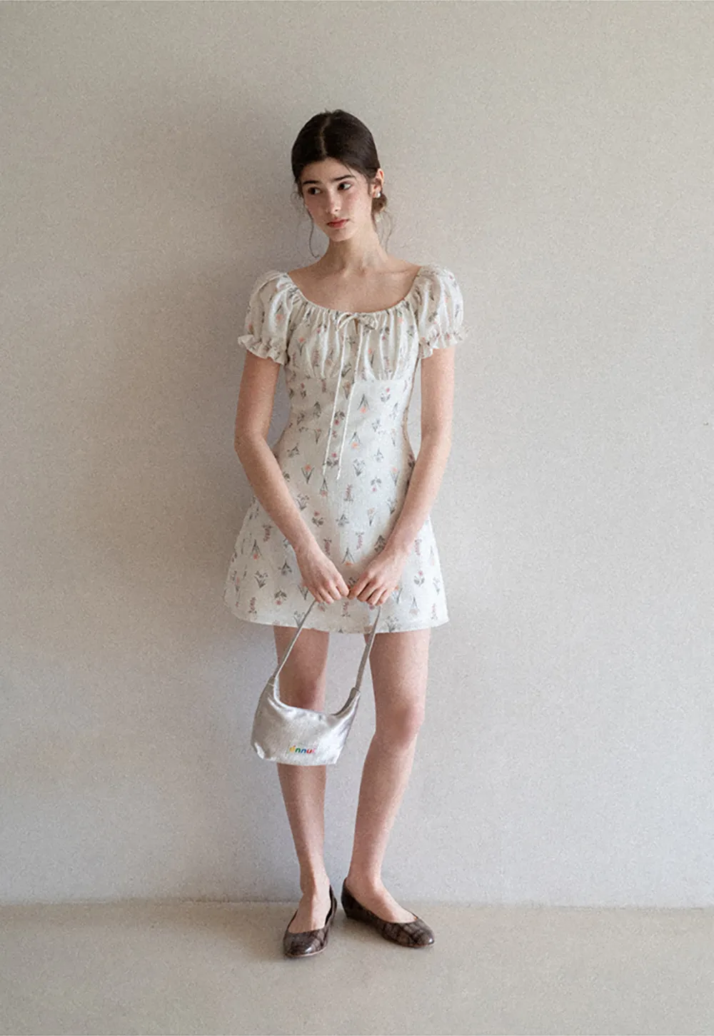 Floral Print Square Neck Puff Sleeve Dress