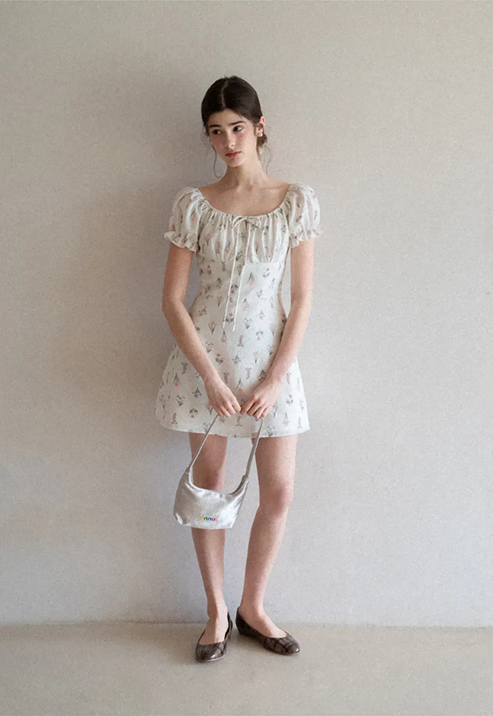 Floral Print Square Neck Puff Sleeve Dress