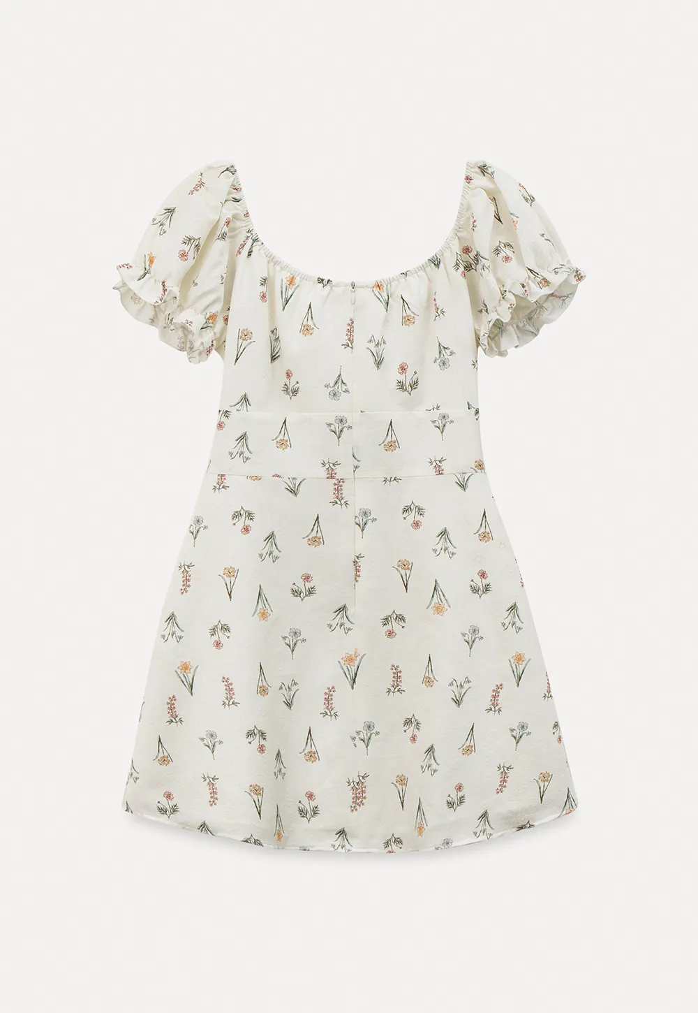 Floral Print Square Neck Puff Sleeve Dress