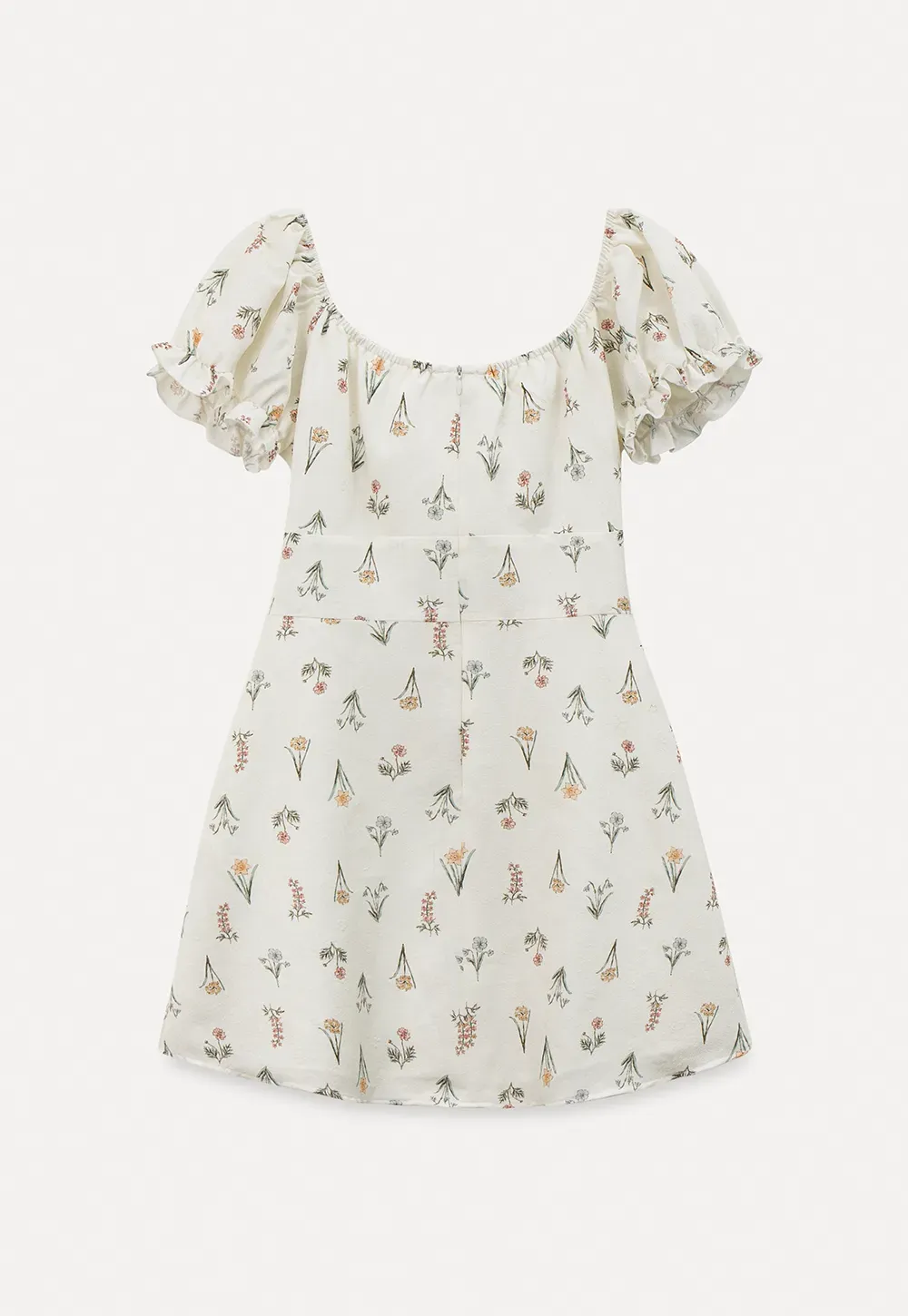 Floral Print Square Neck Puff Sleeve Dress