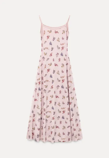 Floral Print Slip Dress with Thin Straps and Ruched Waist