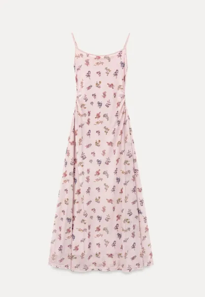 Floral Print Slip Dress with Thin Straps and Ruched Waist