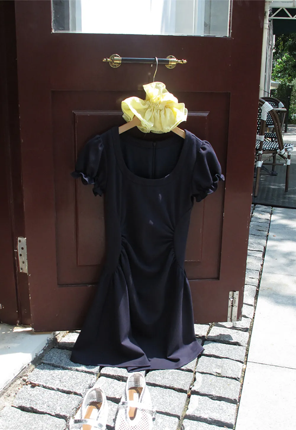 Puff Sleeve Square Neck Fit and Flare Dress