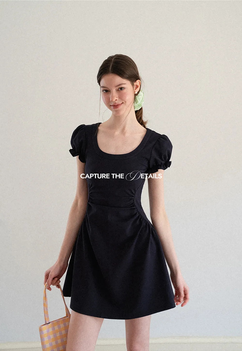 Puff Sleeve Square Neck Fit and Flare Dress