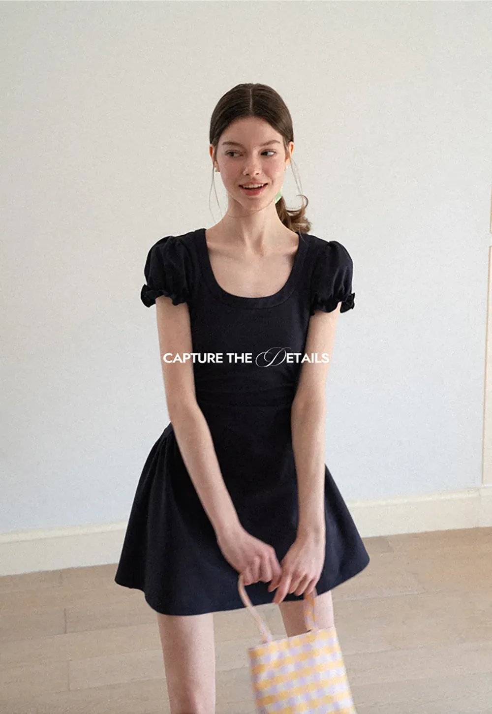 Puff Sleeve Square Neck Fit and Flare Dress