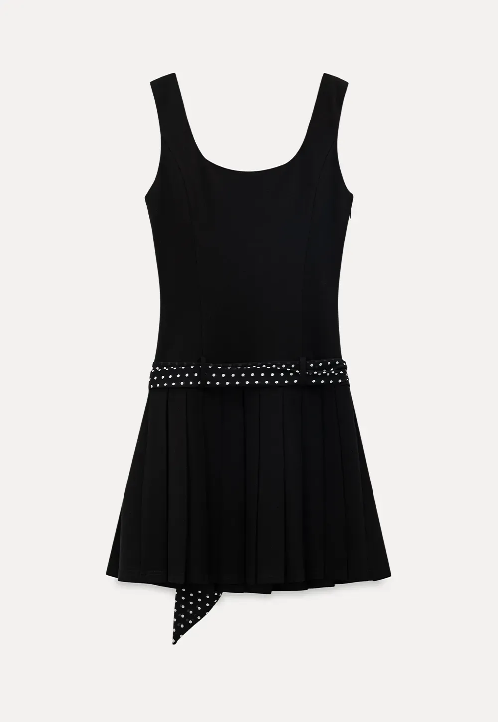 Pleated Skirt with Polka Dot Sash Dress