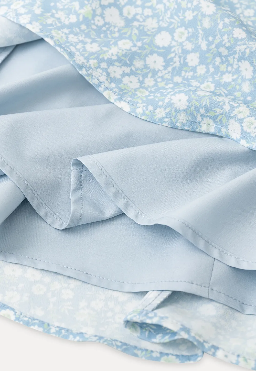 Floral Print Square Neck Ruffled Sleeve A Line Dress