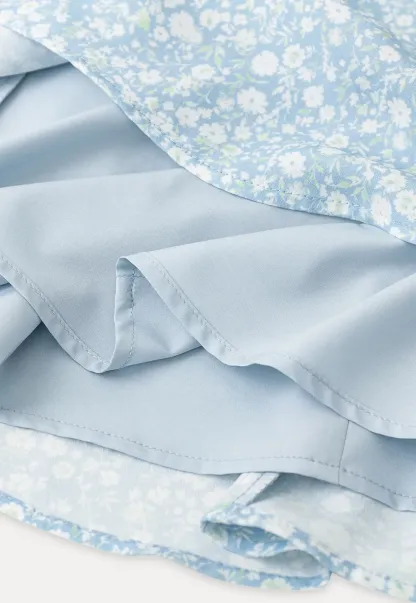 Floral Print Square Neck Ruffled Sleeve A Line Dress