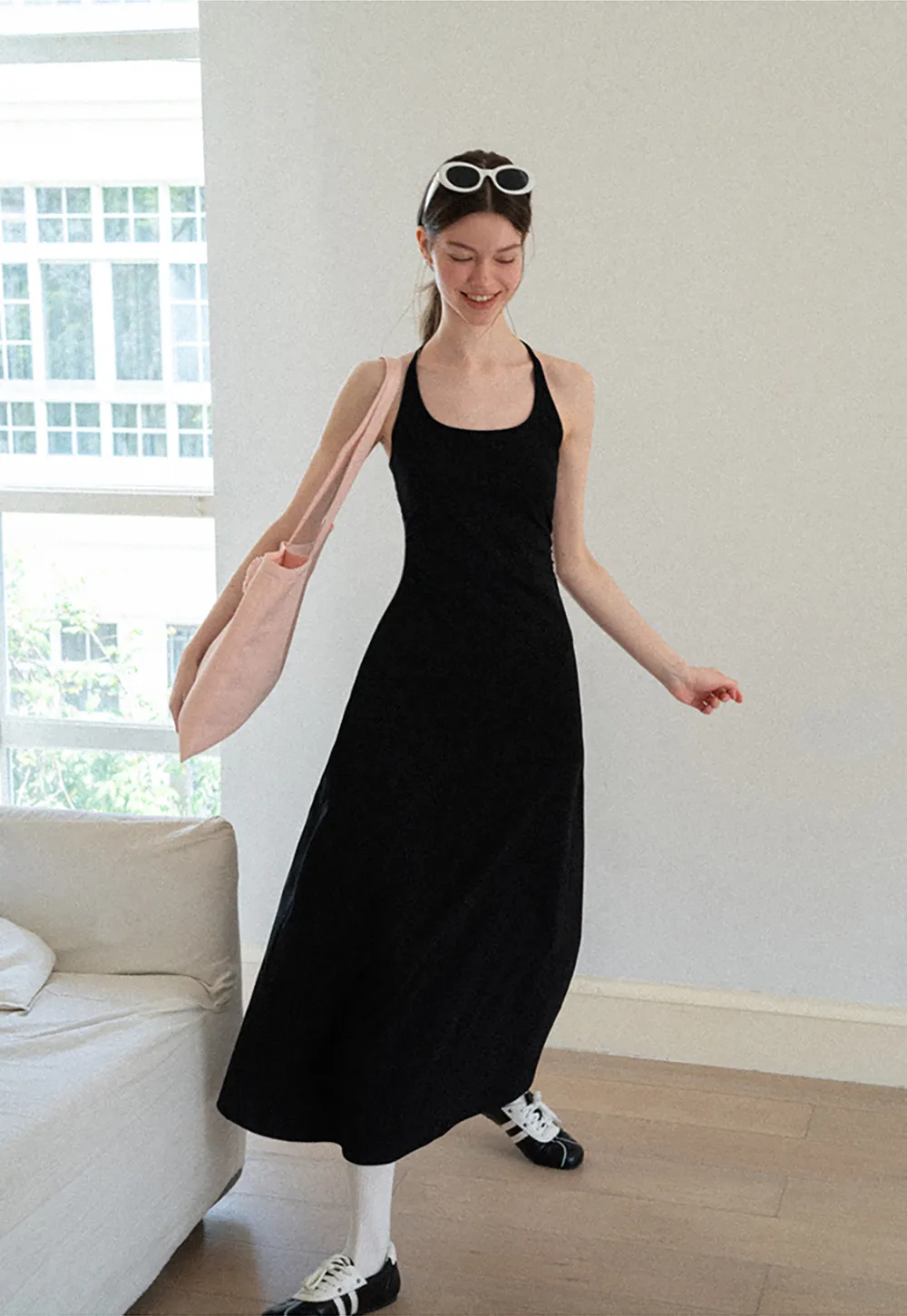 Square Neck Sleeveless Midi Dress