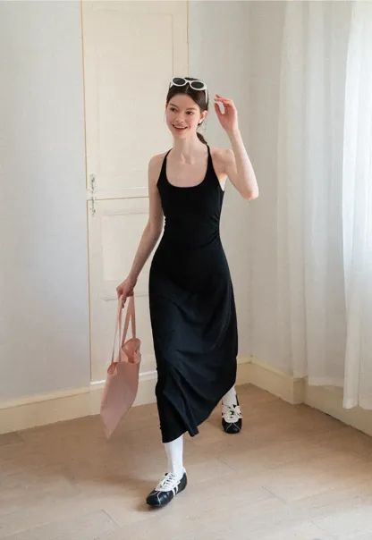 Square Neck Sleeveless Midi Dress