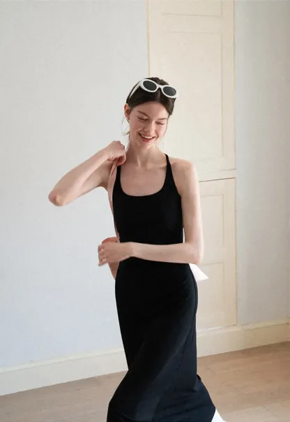 Square Neck Sleeveless Midi Dress