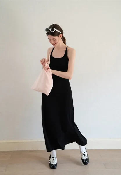 Square Neck Sleeveless Midi Dress