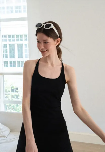 Square Neck Sleeveless Midi Dress