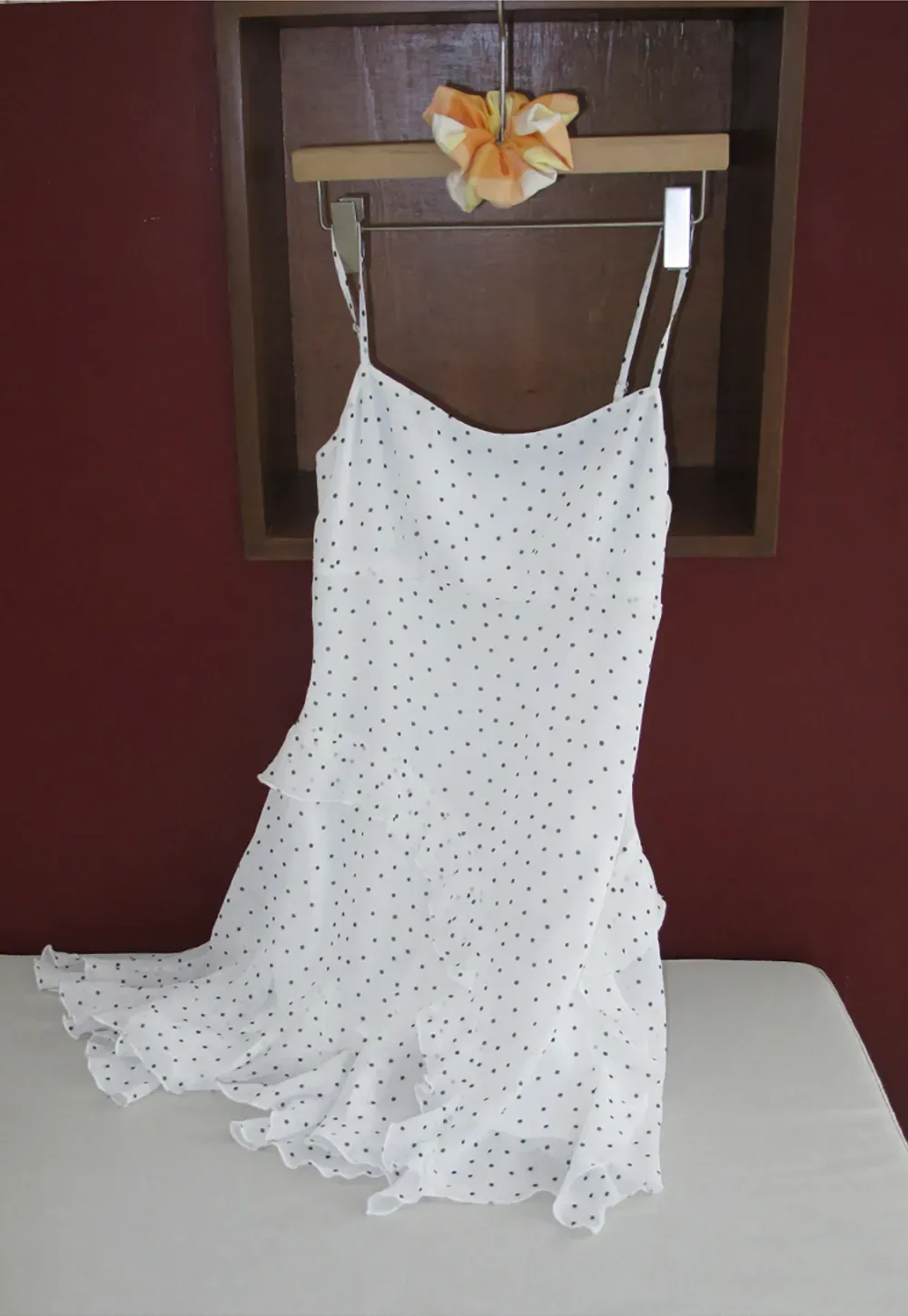 Polka Dot Print Ruffled Sleeveless Dress