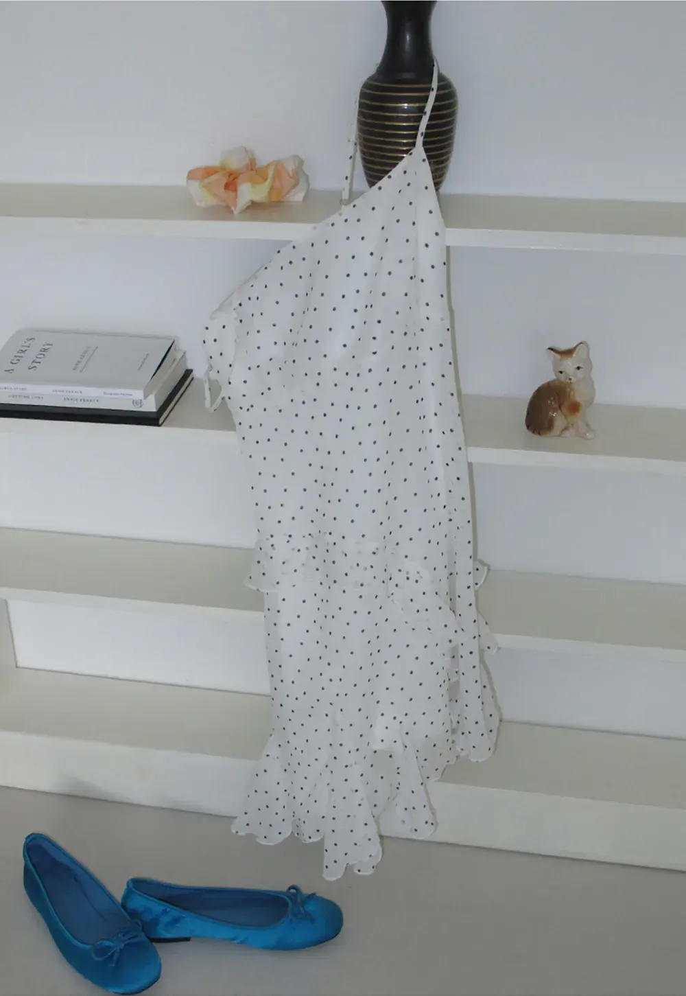 Polka Dot Print Ruffled Sleeveless Dress