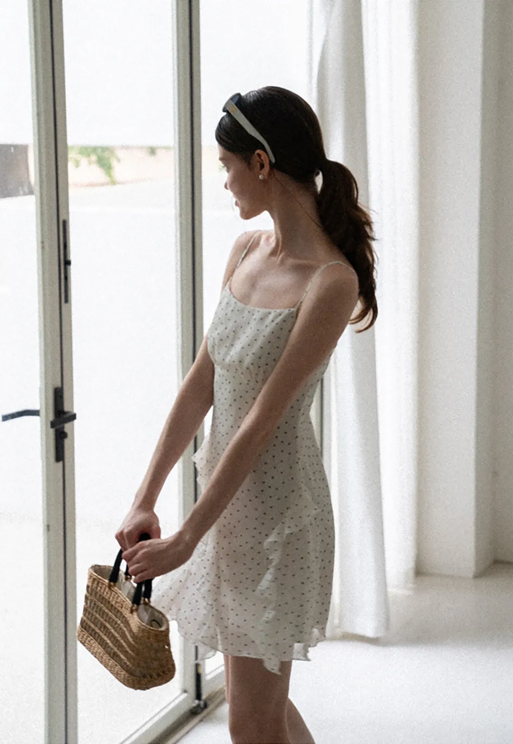 Polka Dot Print Ruffled Sleeveless Dress