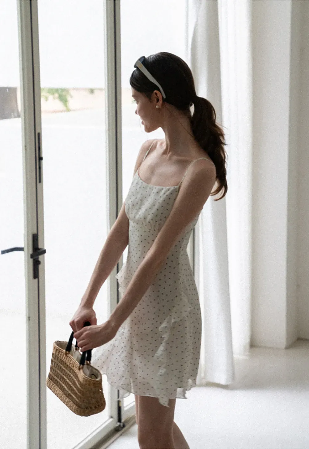 Polka Dot Print Ruffled Sleeveless Dress